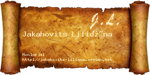 Jakabovits Liliána névjegykártya